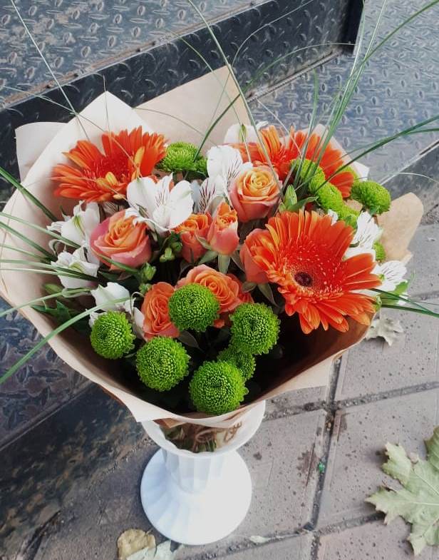 Букет цветов из: Герберы, Хризантемы, Альстромерии и Розы в Сытьково