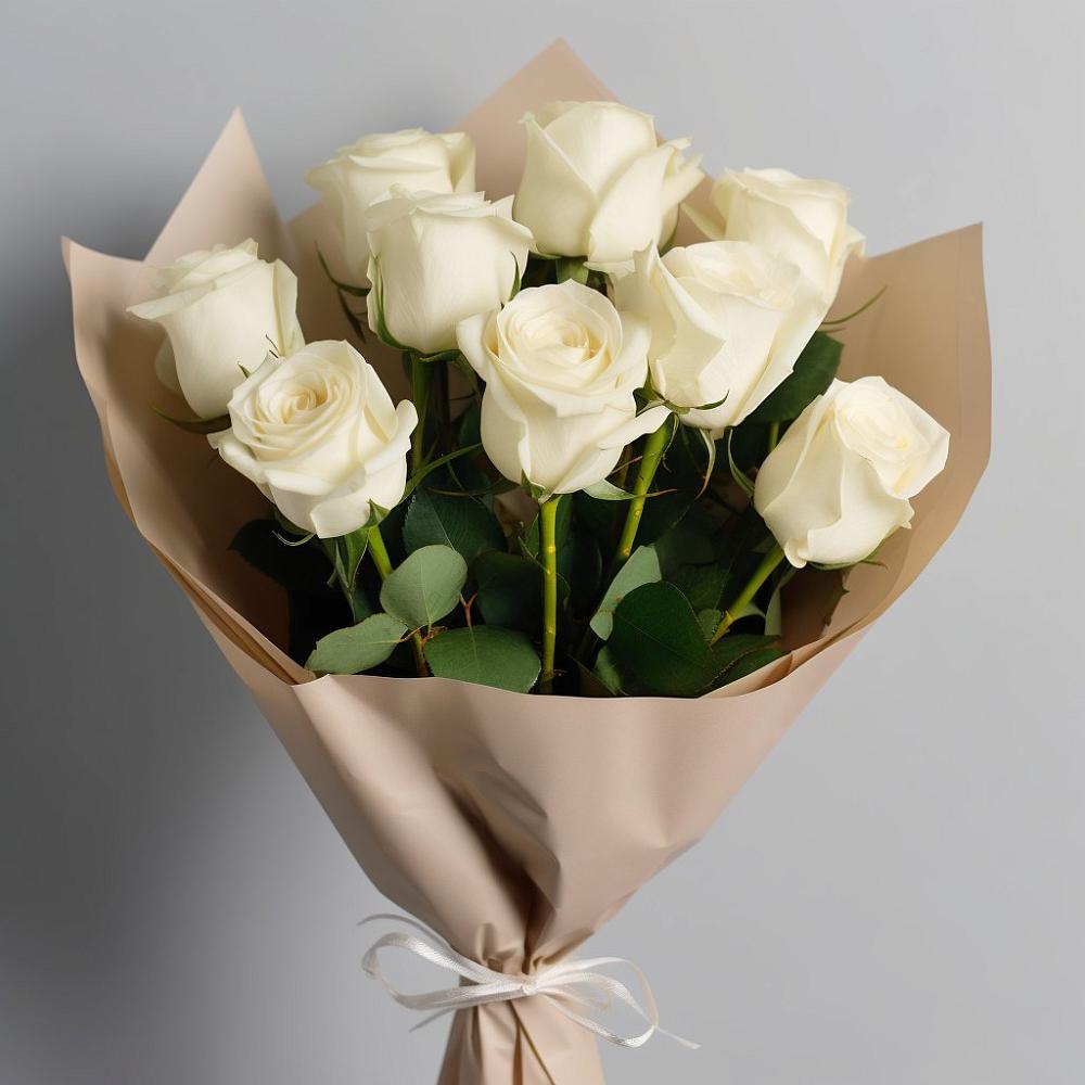 Букет 9 Белых роз Эдлесс Лав в Сытьково