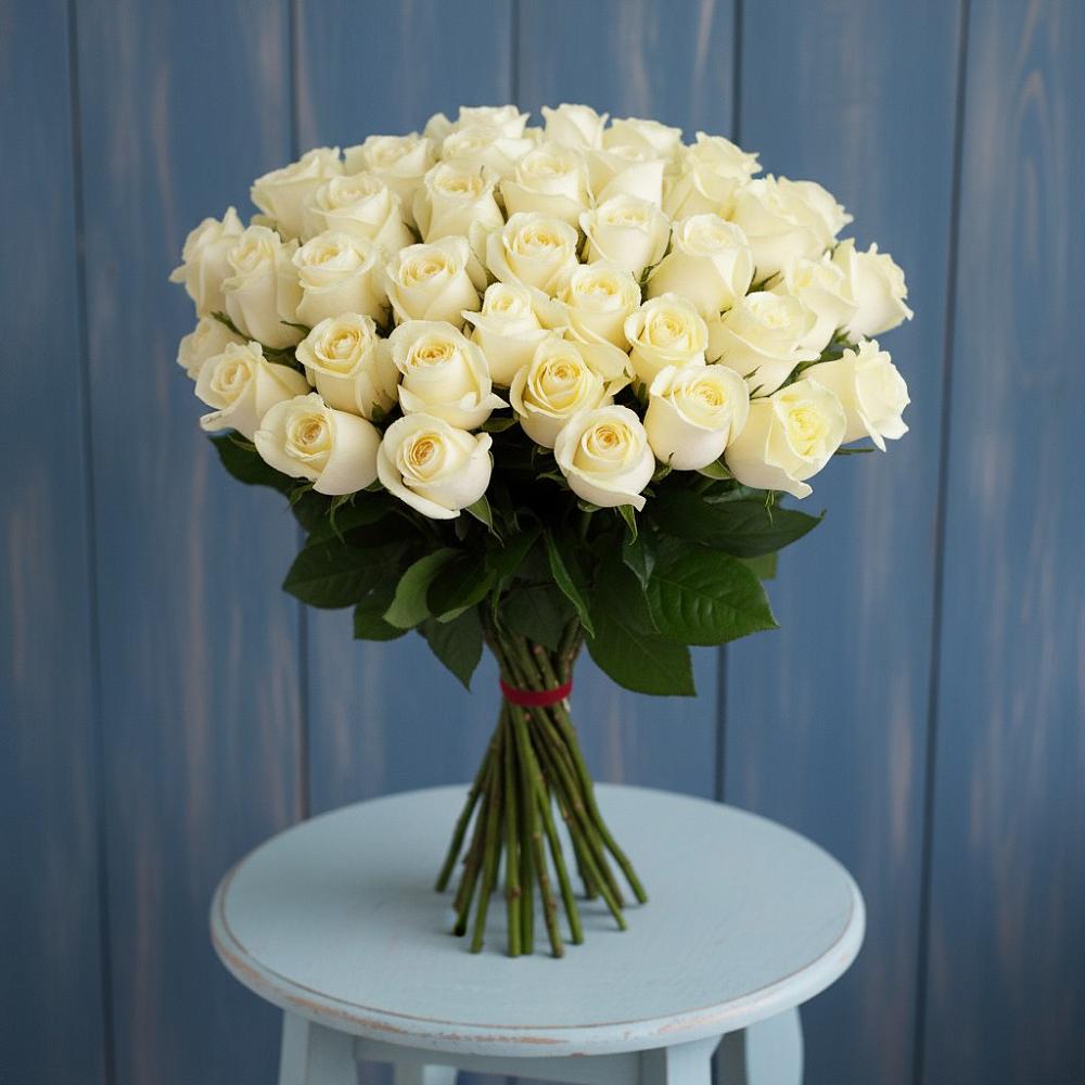 Букет 51 Белая роза Эдлесс Лав в Сытьково