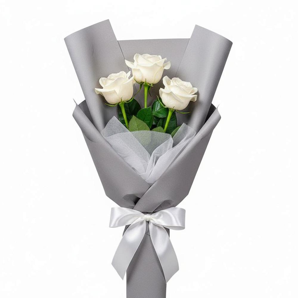 Букет 3 белые розы в Сытьково
