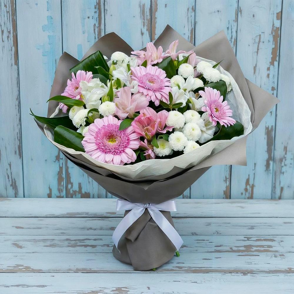 Букет цветов из: Герберы, Альстромерии и Хризантемы в Сытьково